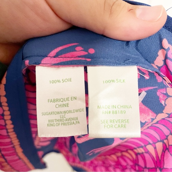 Lilly Pulitzer Bailey Silk Sleeveless Top Size XXS Indigo Night Caw Blouse Tank - Picture 5 of 8